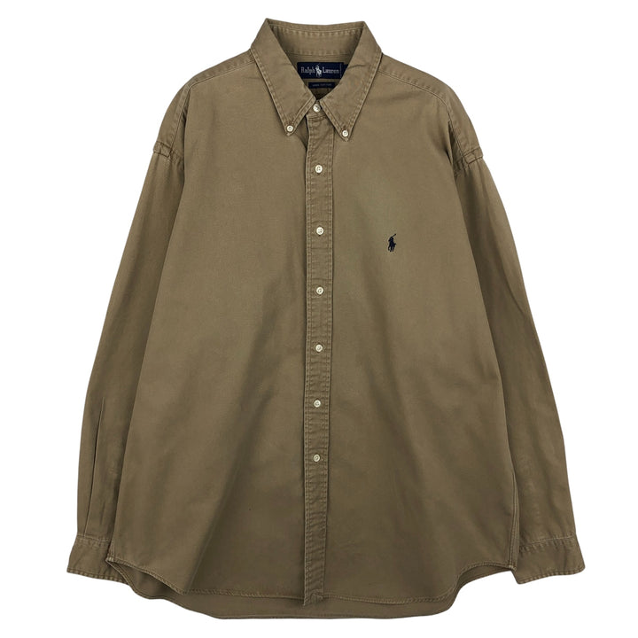 Ralph Lauren long sleeve button down shirt, men's XL size cotton Beige type Vintage Second Hand