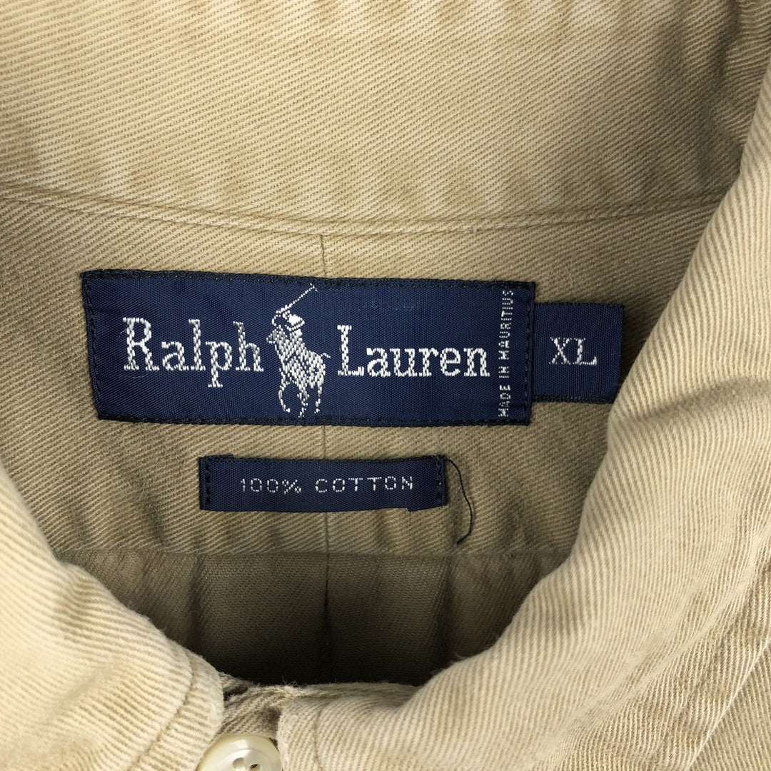 Ralph Lauren long sleeve button down shirt, men's XL size cotton Beige type Vintage Second Hand