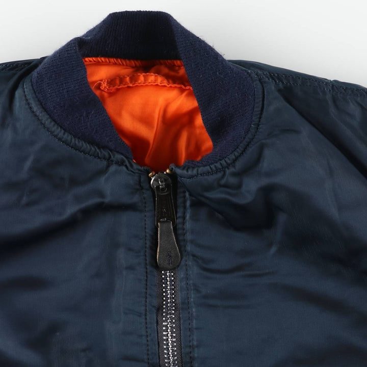 Vintage 1980s-1990'S Alpha MA-1 style padded military flight jacket, made in the USA, men's size L. Nylon Green type dark green Vintage Second Hand