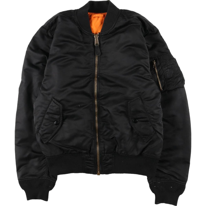 Civilian Alpha MA-1 style padded military flight jacket, men's size L Nylon black type Vintage Second Hand