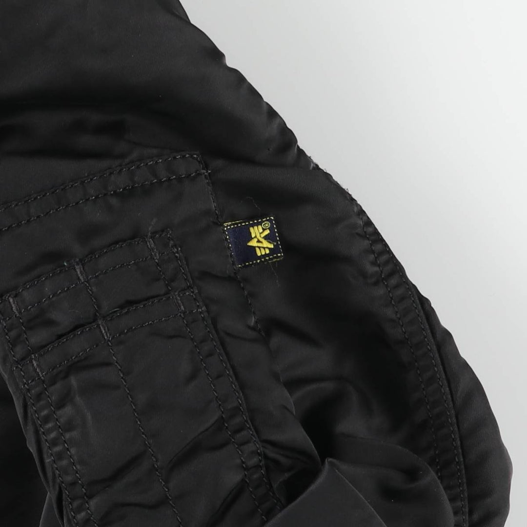 Civilian Alpha MA-1 style padded military flight jacket, men's size L Nylon black type Vintage Second Hand