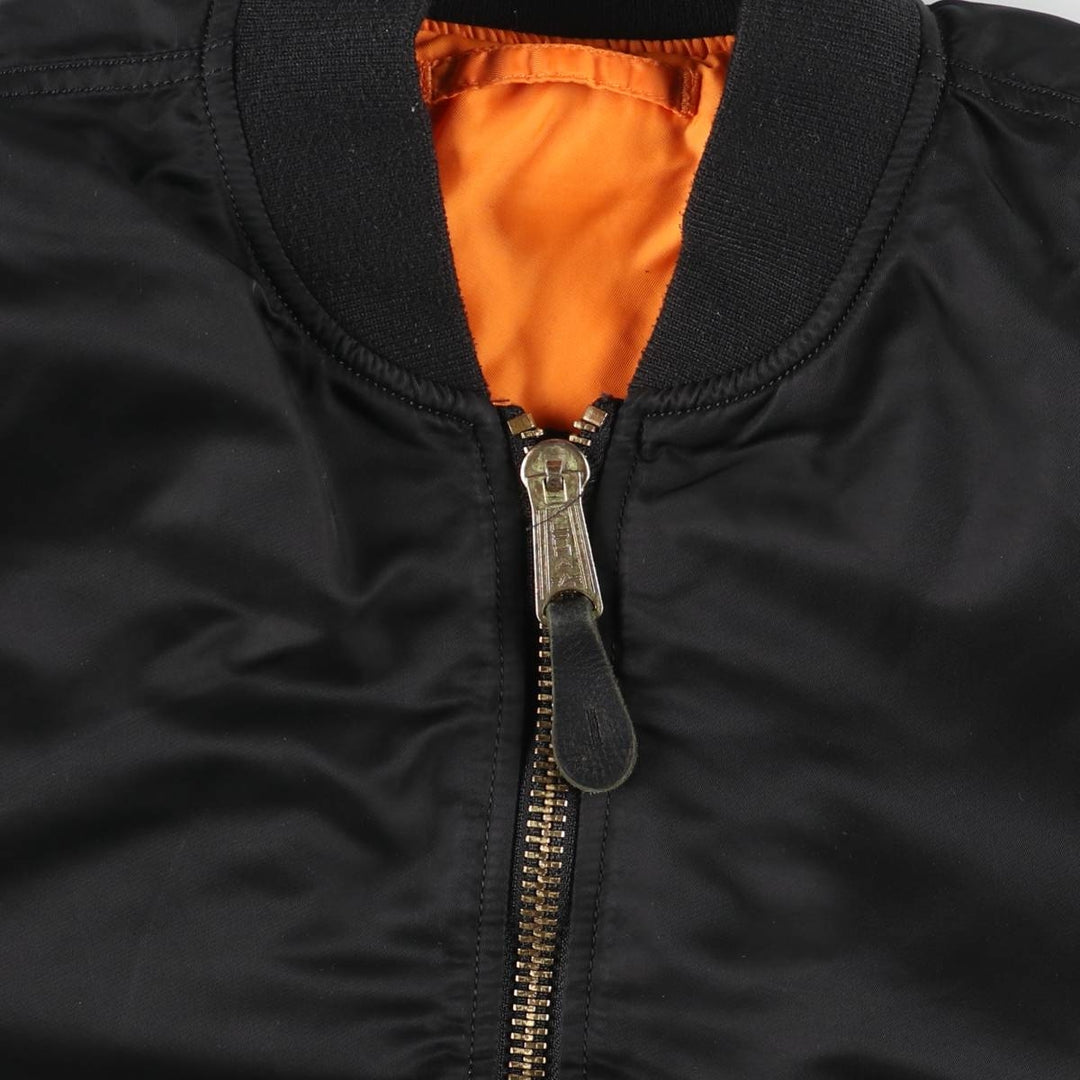 Civilian Alpha MA-1 style padded military flight jacket, men's size L Nylon black type Vintage Second Hand