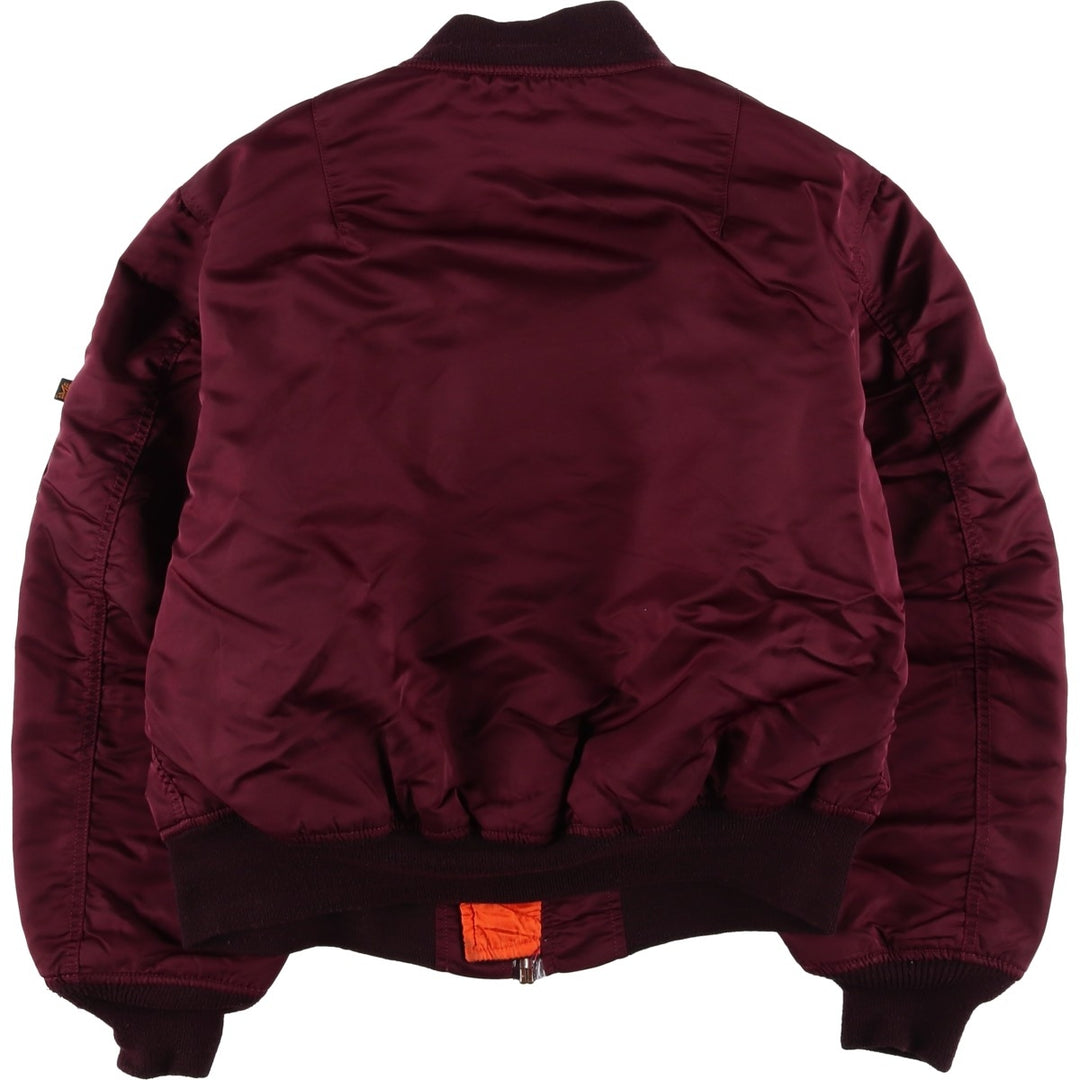 90'S civilian Alpha MA-1 style padded military flight jacket, made in the USA, men's size L, vintage Nylon wine-red Vintage Second Hand