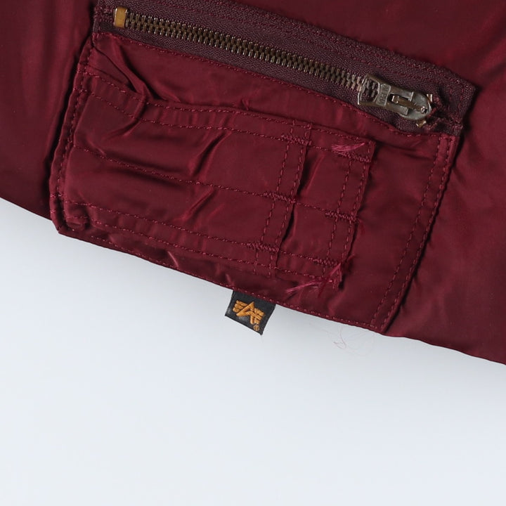 90'S civilian Alpha MA-1 style padded military flight jacket, made in the USA, men's size L, vintage Nylon wine-red Vintage Second Hand