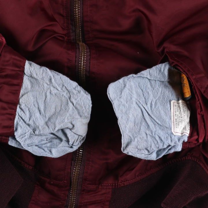 90'S civilian Alpha MA-1 style padded military flight jacket, made in the USA, men's size L, vintage Nylon wine-red Vintage Second Hand