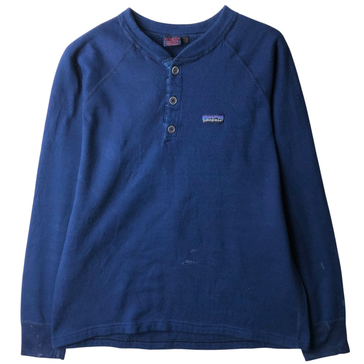 80s-90'S Patagonia Capilene Henley Fleece Top, Made in USA, Men's Size M polyester navy blue type Vintage Second Hand