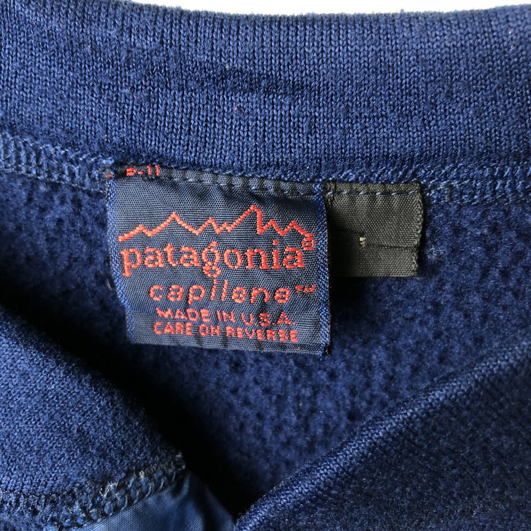 80s-90'S Patagonia Capilene Henley Fleece Top, Made in USA, Men's Size M polyester navy blue type Vintage Second Hand