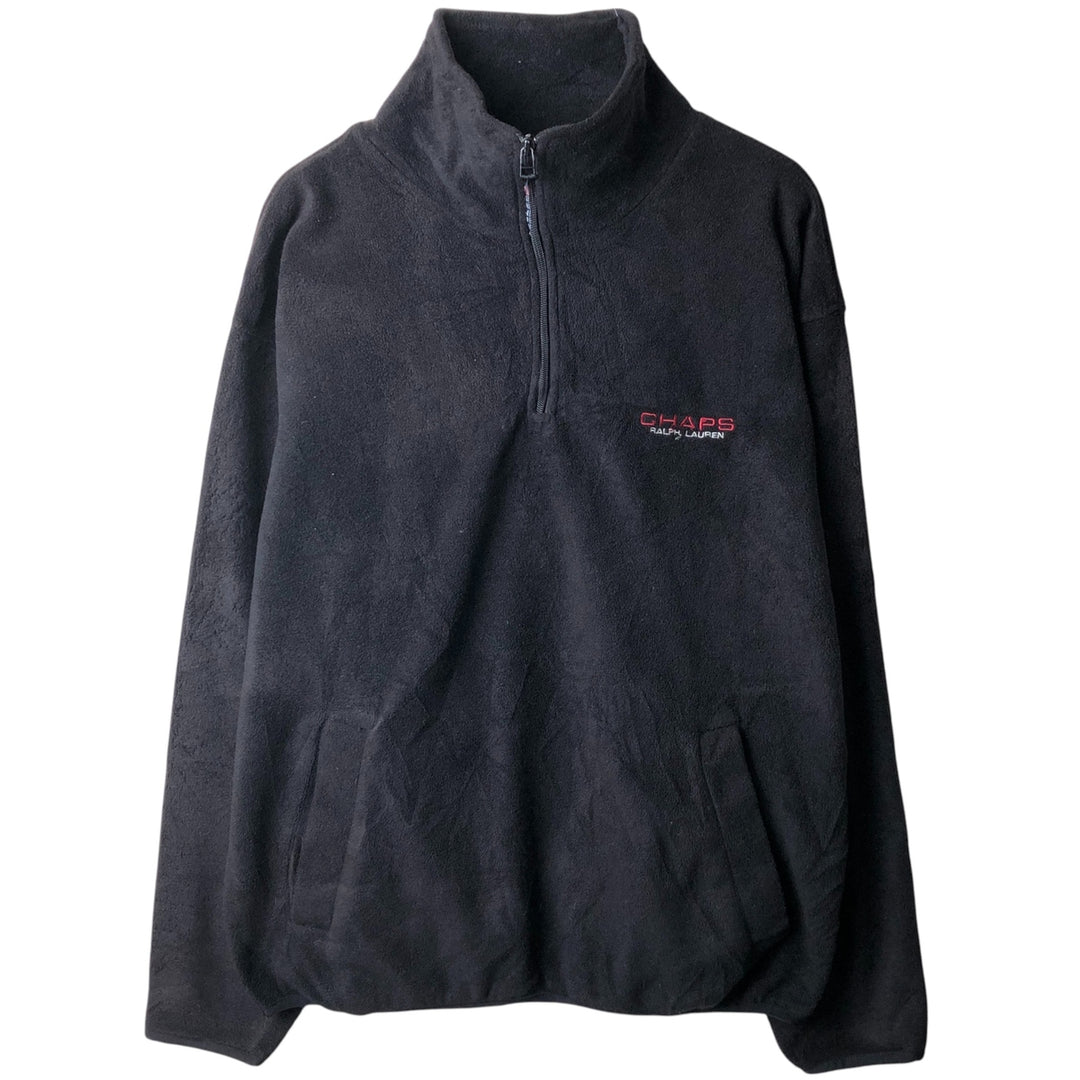 Ralph Lauren Chaps Half-Zip Fleece Pullover, Men's XL polyester black type Vintage Second Hand