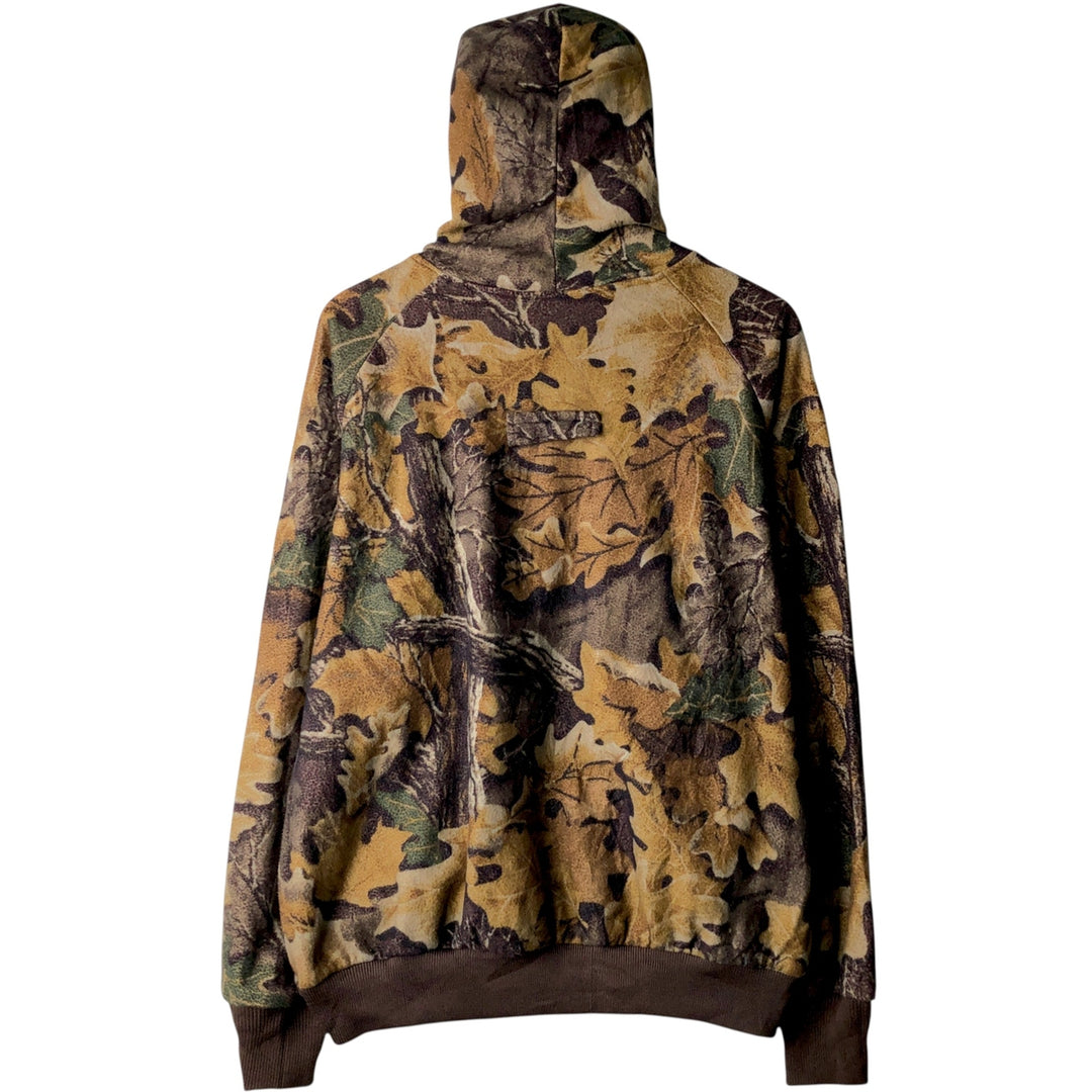 LLBean Realtree Camo Fleece Full-Zip Hoodie, Made in USA, Men's Size L, Vintage unclear brown type Vintage Second Hand