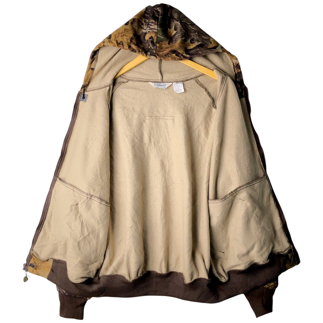 LLBean Realtree Camo Fleece Full-Zip Hoodie, Made in USA, Men's Size L, Vintage unclear brown type Vintage Second Hand