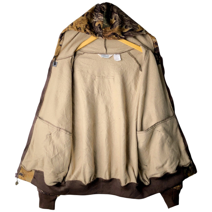 LLBean Realtree Camo Fleece Full-Zip Hoodie, Made in USA, Men's Size L, Vintage unclear brown type Vintage Second Hand