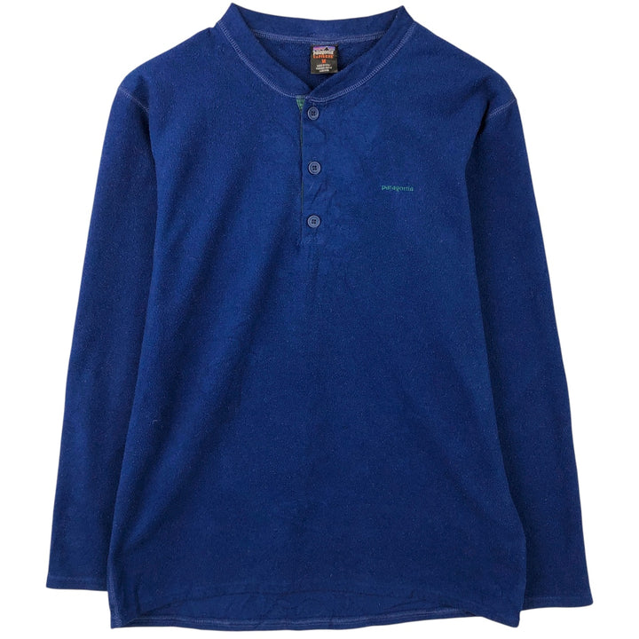 90s-00'S Patagonia Capilene Henley Fleece Top, Made in USA, Men's Size M polyester Navy blue Vintage Second Hand