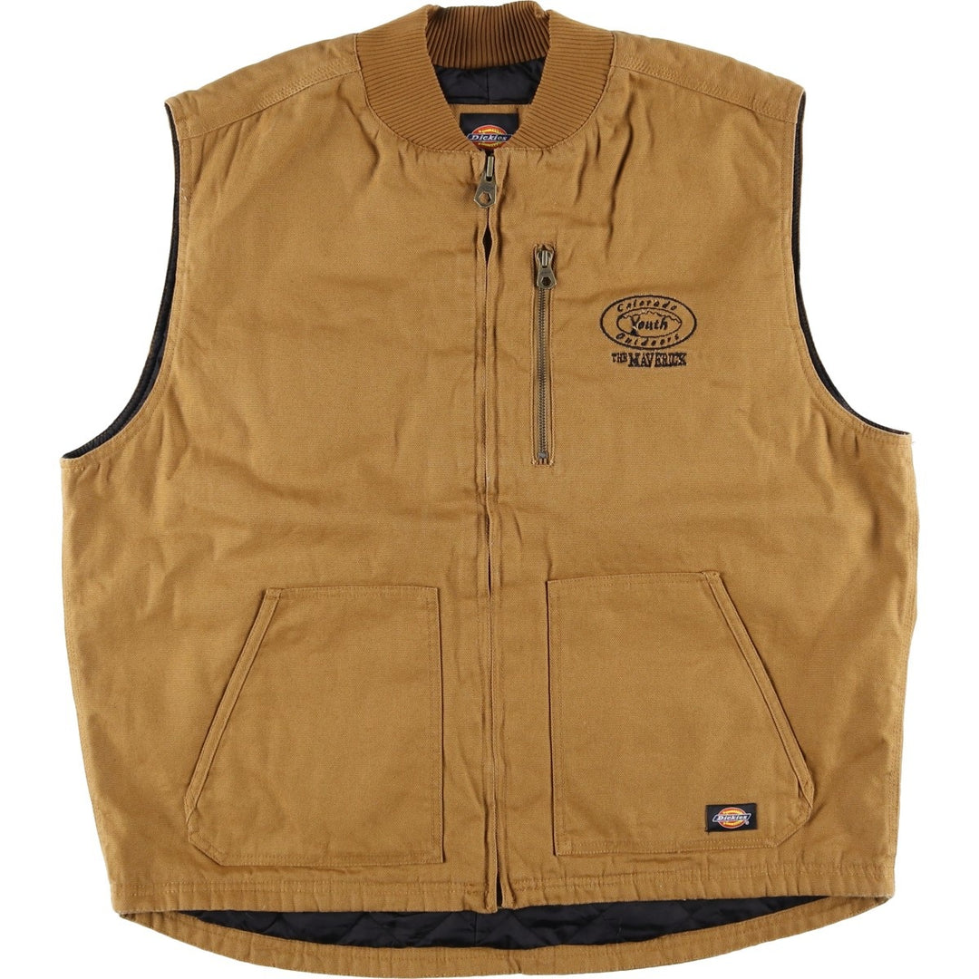 Dickies WORK padded duck vest, men's size XL cotton brown type Vintage Second Hand