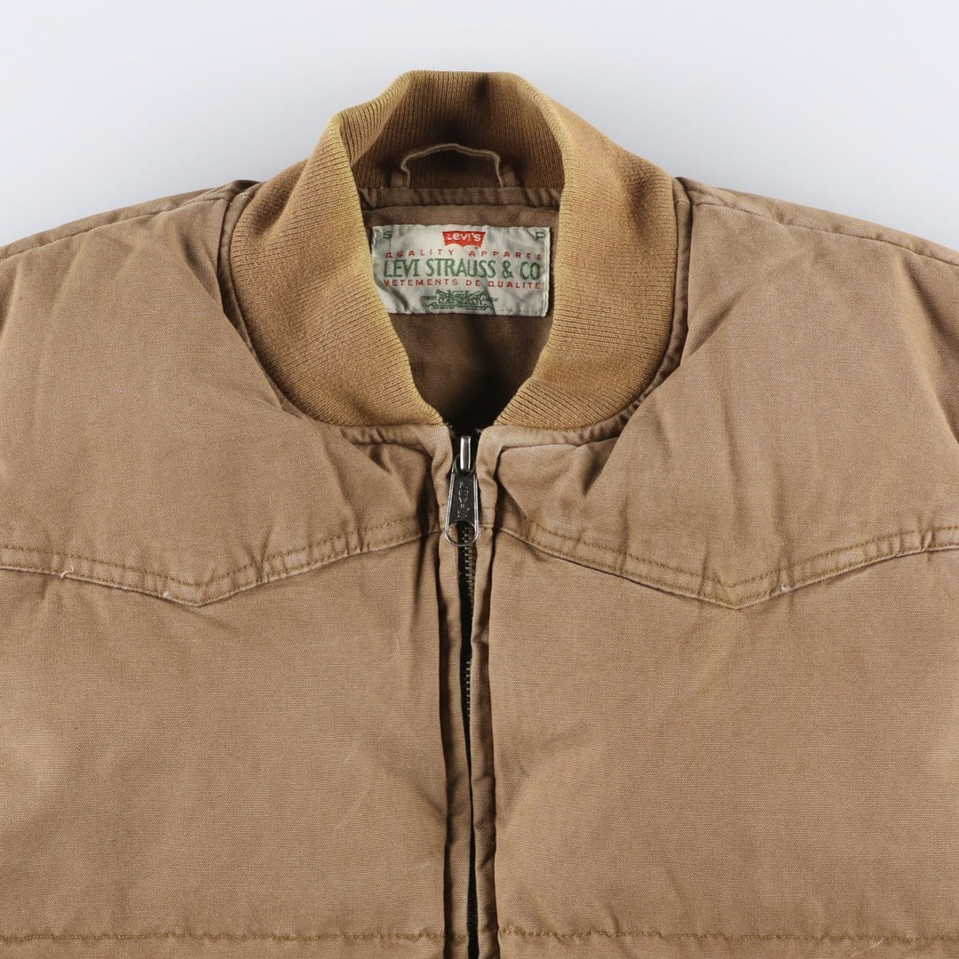 90'S Levi's Cotton Down Vest, Men's Size Small cotton beige type brown Vintage Second Hand
