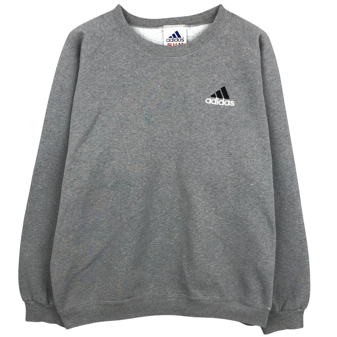 Vintage 90'S Adidas One-Point Logo Sweatshirt, Made in USA, Men's Size L cotton gray type Vintage Second Hand