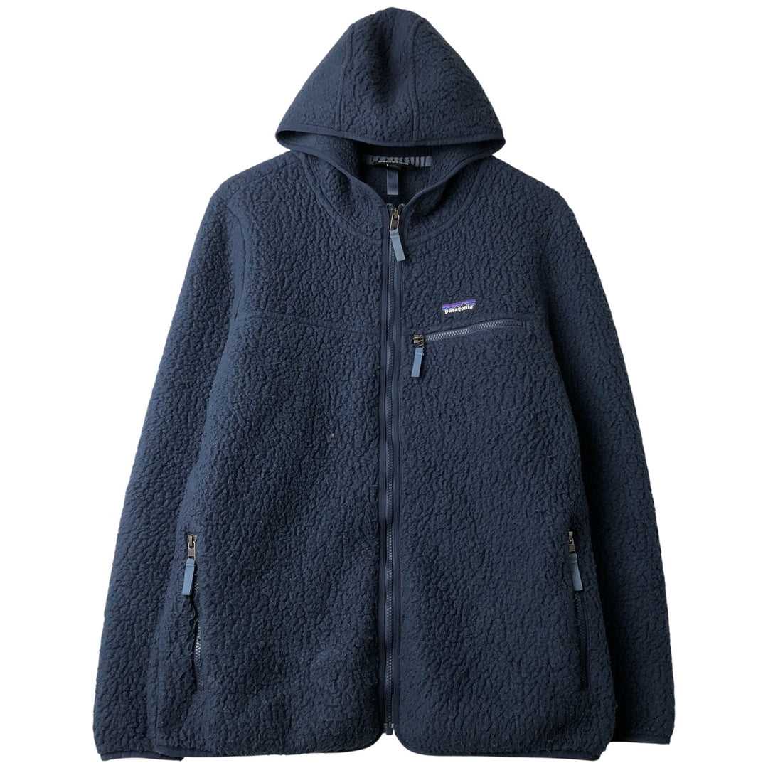 Patagonia Retro Pile Hoody 22806FA19 Fleece Full-Zip Hoodie, Women's, Size XL recycled polyester navy blue type Vintage Second Hand