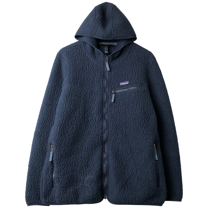 Patagonia Retro Pile Hoody 22806FA19 Fleece Full-Zip Hoodie, Women's, Size XL recycled polyester navy blue type Vintage Second Hand