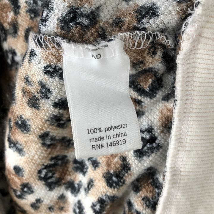 So Leopard Pattern Half-Zip Pullover Jacket, Women's Size L polyester ivory Vintage Second Hand