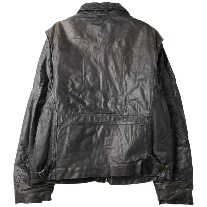 THEDI Padded Leather Jacket, Made in USA, Women's Size XL unclear black type Vintage Second Hand