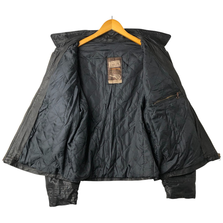 THEDI Padded Leather Jacket, Made in USA, Women's Size XL unclear black type Vintage Second Hand
