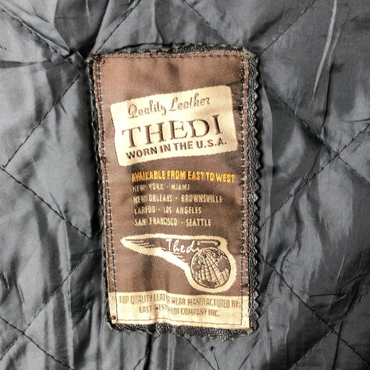 THEDI Padded Leather Jacket, Made in USA, Women's Size XL unclear black type Vintage Second Hand
