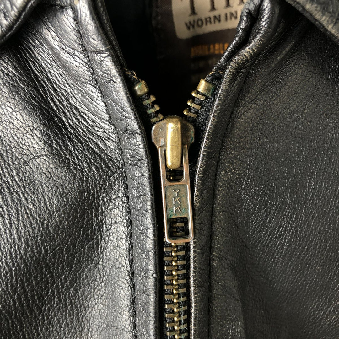 THEDI Padded Leather Jacket, Made in USA, Women's Size XL unclear black type Vintage Second Hand