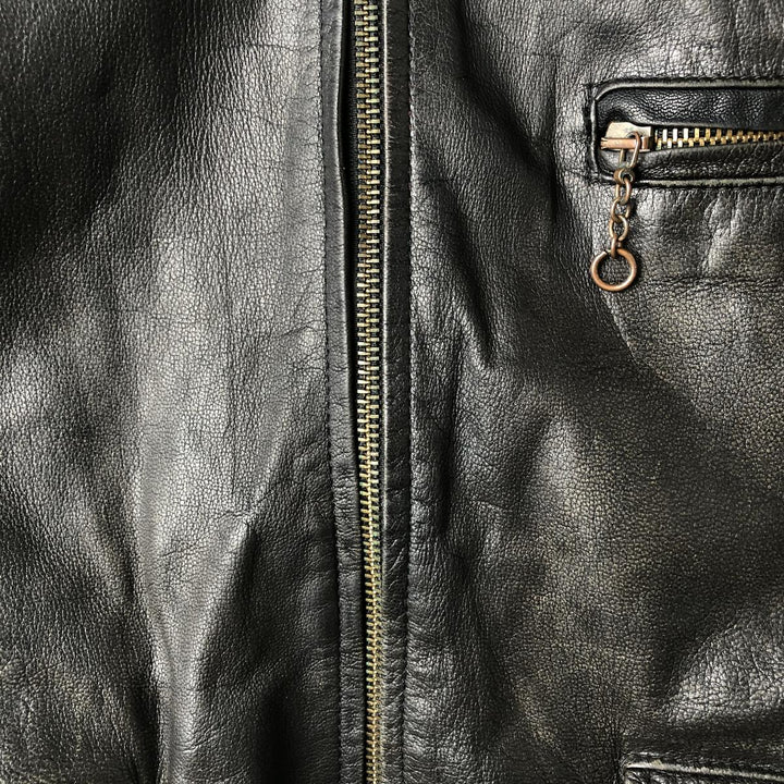 THEDI Padded Leather Jacket, Made in USA, Women's Size XL unclear black type Vintage Second Hand