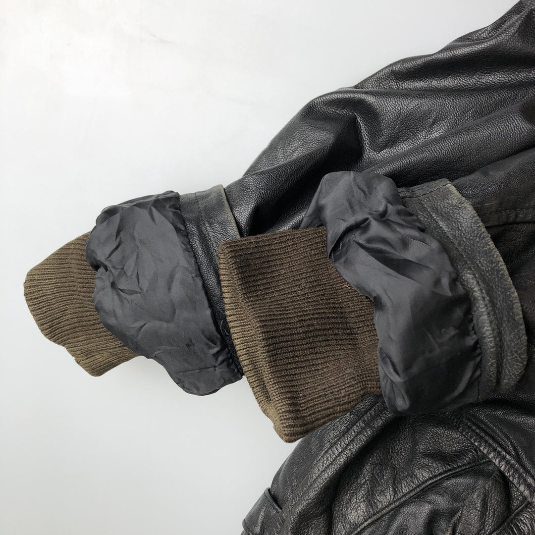 THEDI Padded Leather Jacket, Made in USA, Women's Size XL unclear black type Vintage Second Hand