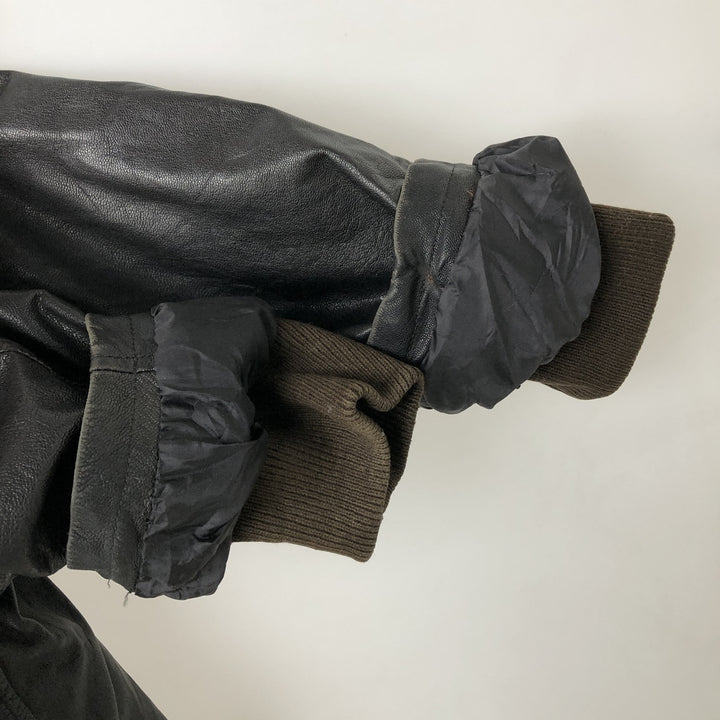 THEDI Padded Leather Jacket, Made in USA, Women's Size XL unclear black type Vintage Second Hand