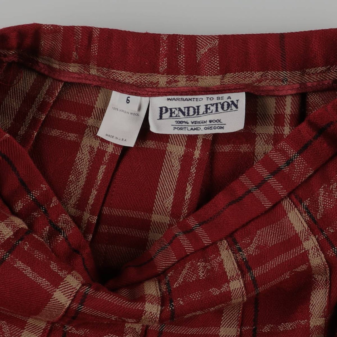 Pendleton Check Pattern Botanical Pattern Wool Long Pleated Skirt, Made in USA, Women's Size M wool red type Vintage Second Hand
