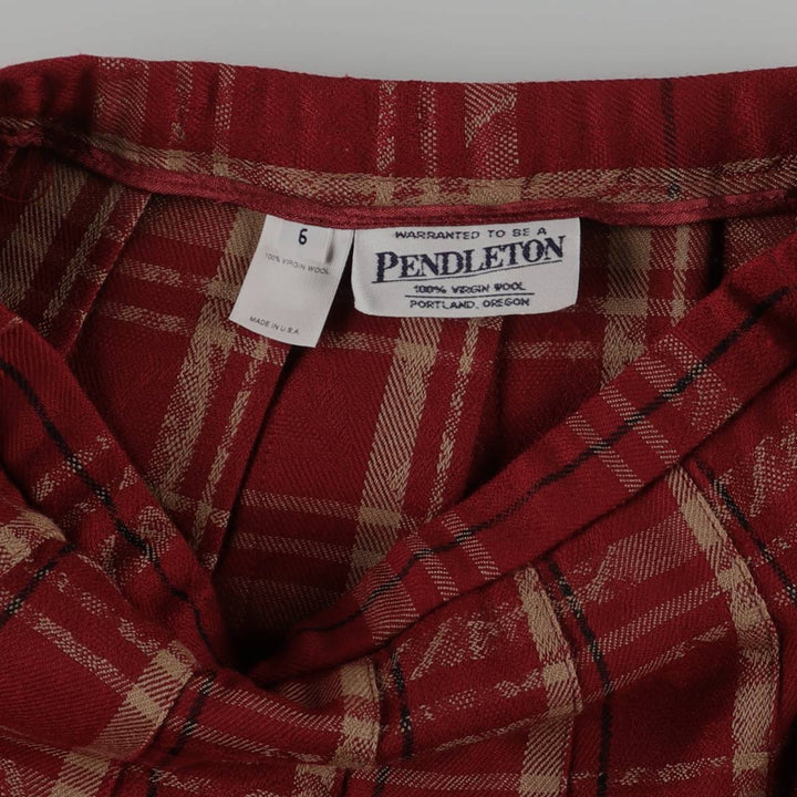 Pendleton Check Pattern Botanical Pattern Wool Long Pleated Skirt, Made in USA, Women's Size M wool red type Vintage Second Hand