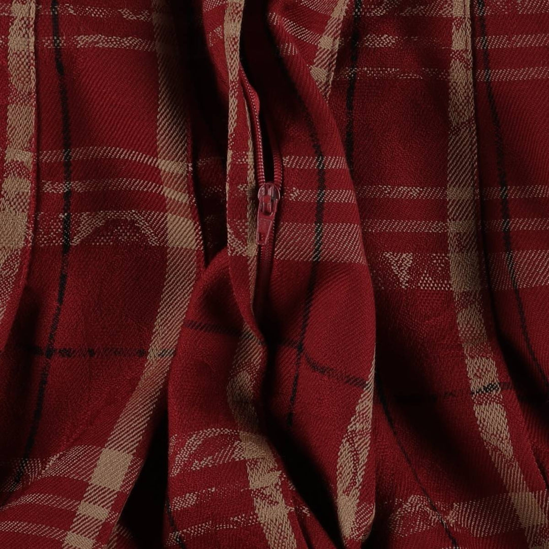Pendleton Check Pattern Botanical Pattern Wool Long Pleated Skirt, Made in USA, Women's Size M wool red type Vintage Second Hand