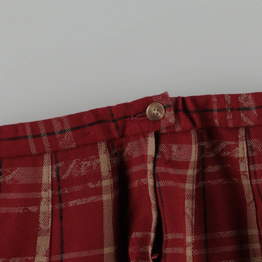 Pendleton Check Pattern Botanical Pattern Wool Long Pleated Skirt, Made in USA, Women's Size M wool red type Vintage Second Hand