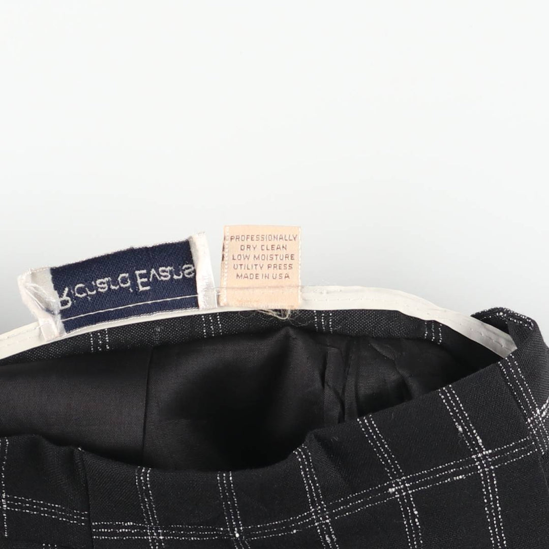 Richard Evans Check Pattern Wool Midi Skirt, Made in USA, Women's Size M wool black type Vintage Second Hand