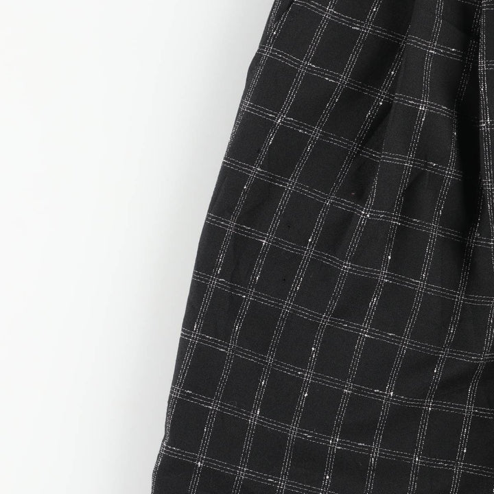 Richard Evans Check Pattern Wool Midi Skirt, Made in USA, Women's Size M wool black type Vintage Second Hand