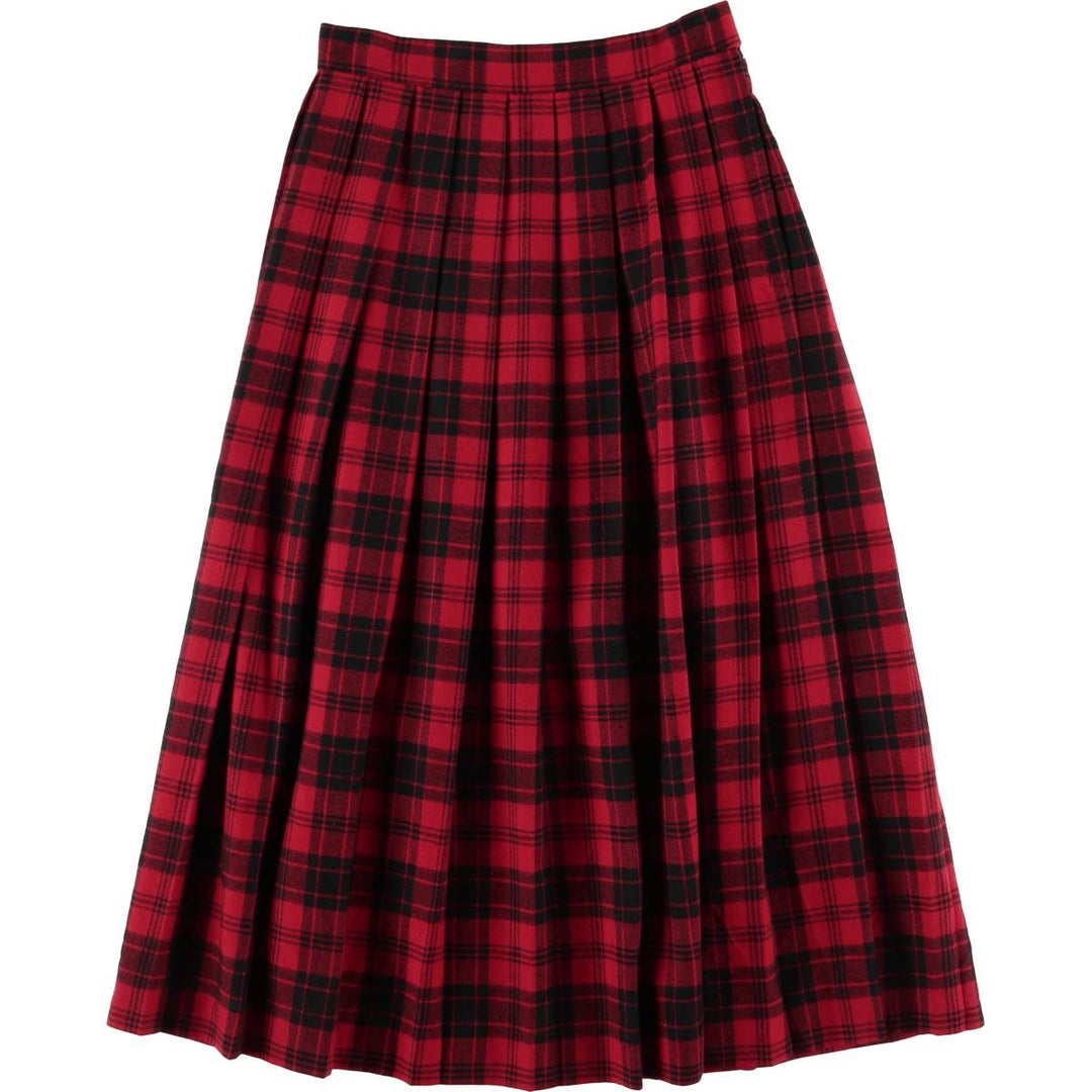 Vintage 1980s-1990'S JH Collectibles Tartan Check Wool Midi Pleated Skirt, Made in USA, Women's Size M wool red type Vintage Second Hand