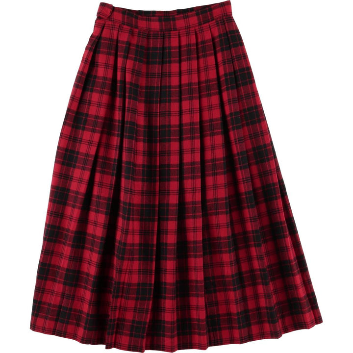 Vintage 1980s-1990'S JH Collectibles Tartan Check Wool Midi Pleated Skirt, Made in USA, Women's Size M wool red type Vintage Second Hand