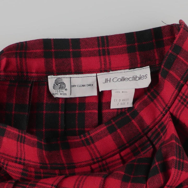 Vintage 1980s-1990'S JH Collectibles Tartan Check Wool Midi Pleated Skirt, Made in USA, Women's Size M wool red type Vintage Second Hand