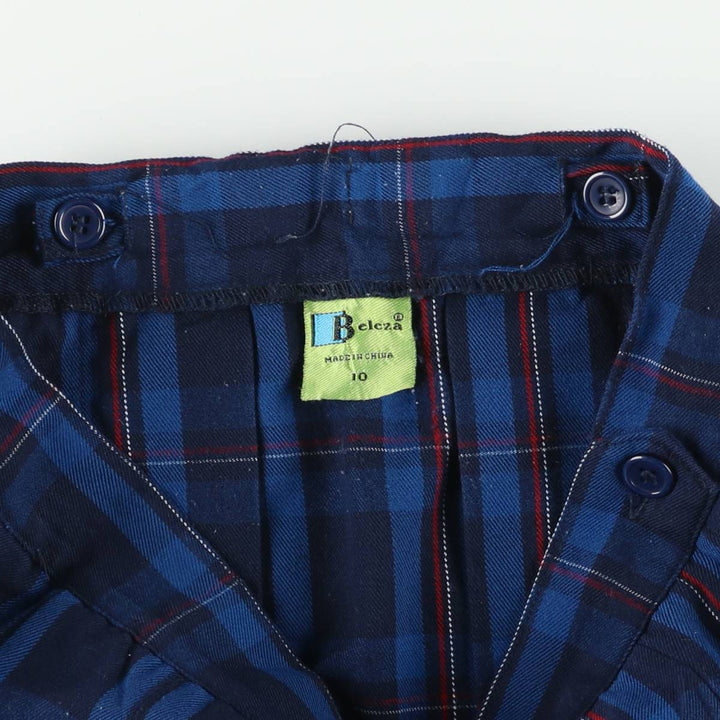 Belcza Check Pattern Half-Length Pleated Skirt, Women's Size L polyester blue type Vintage Second Hand