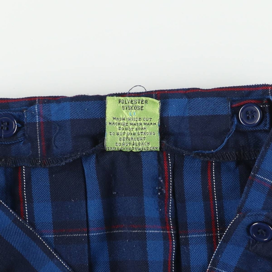 Belcza Check Pattern Half-Length Pleated Skirt, Women's Size L polyester blue type Vintage Second Hand
