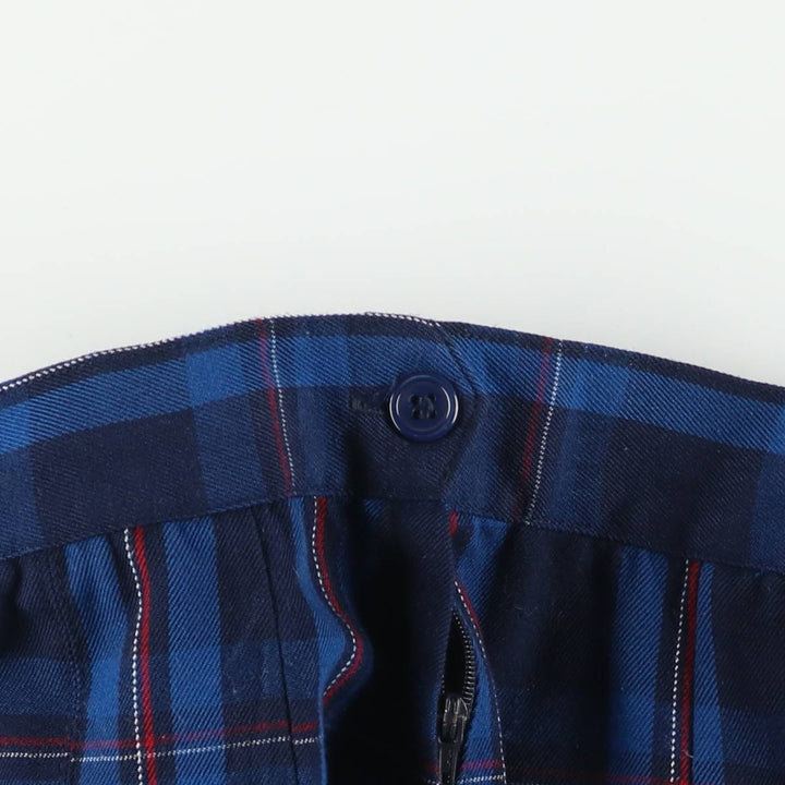 Belcza Check Pattern Half-Length Pleated Skirt, Women's Size L polyester blue type Vintage Second Hand