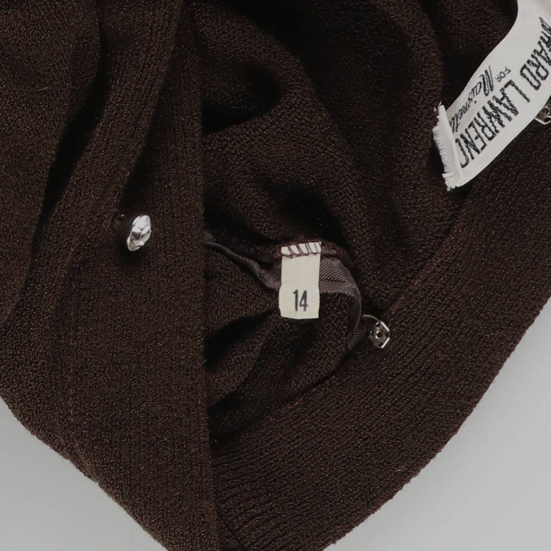 HOWARD LAWRENCE knit V-neck maxi long sleeve fitted dress, women's size L unclear brown type Vintage Second Hand