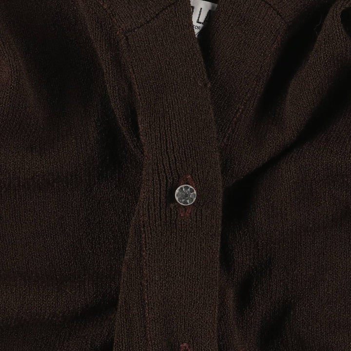 HOWARD LAWRENCE knit V-neck maxi long sleeve fitted dress, women's size L unclear brown type Vintage Second Hand