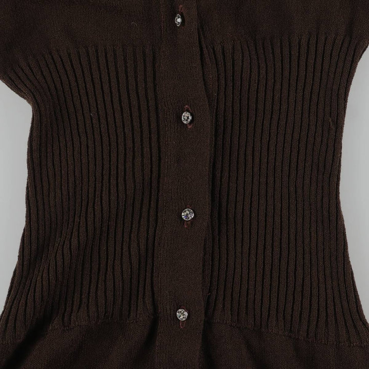 HOWARD LAWRENCE knit V-neck maxi long sleeve fitted dress, women's size L unclear brown type Vintage Second Hand
