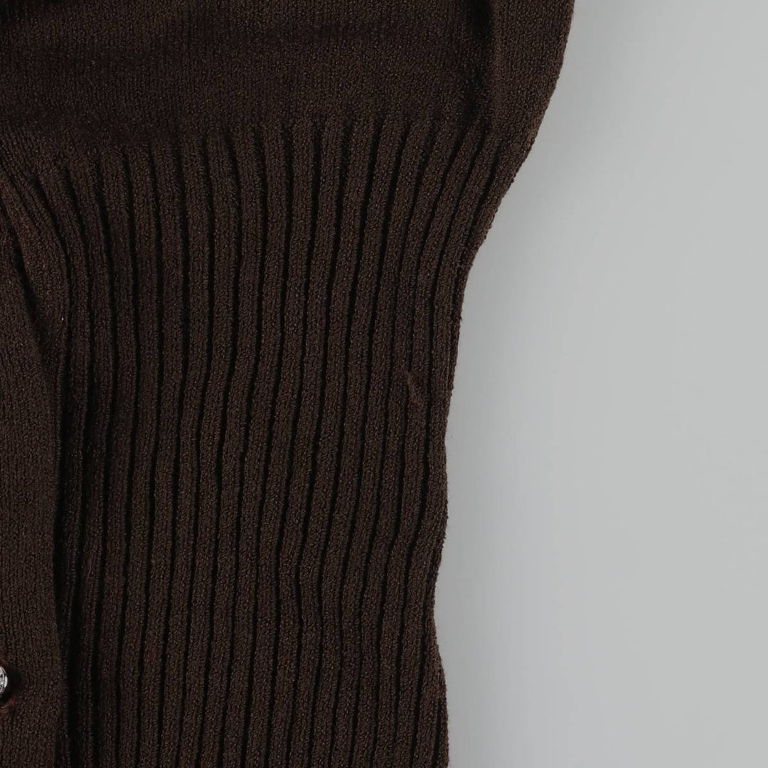 HOWARD LAWRENCE knit V-neck maxi long sleeve fitted dress, women's size L unclear brown type Vintage Second Hand