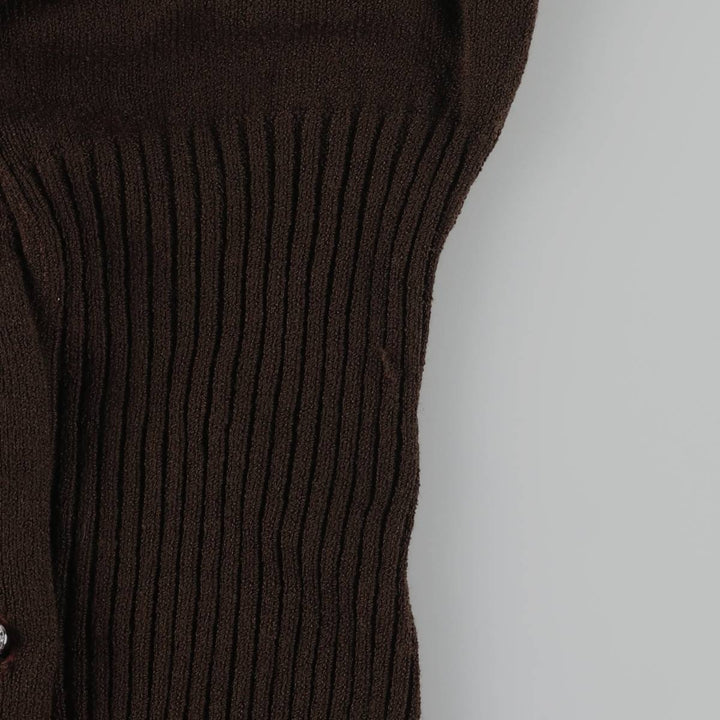 HOWARD LAWRENCE knit V-neck maxi long sleeve fitted dress, women's size L unclear brown type Vintage Second Hand