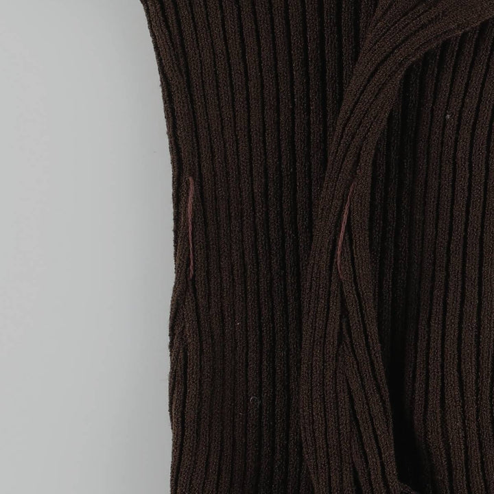 HOWARD LAWRENCE knit V-neck maxi long sleeve fitted dress, women's size L unclear brown type Vintage Second Hand