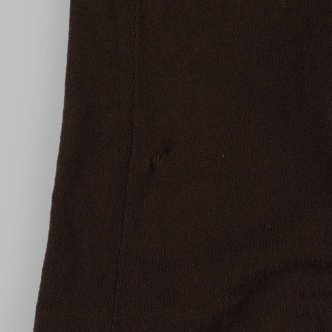 HOWARD LAWRENCE knit V-neck maxi long sleeve fitted dress, women's size L unclear brown type Vintage Second Hand