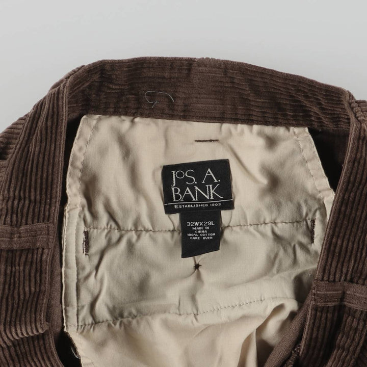JOS.A.BANK Two-pleat Corduroy Pants, Men's, Size W32 cotton brown type Vintage Second Hand