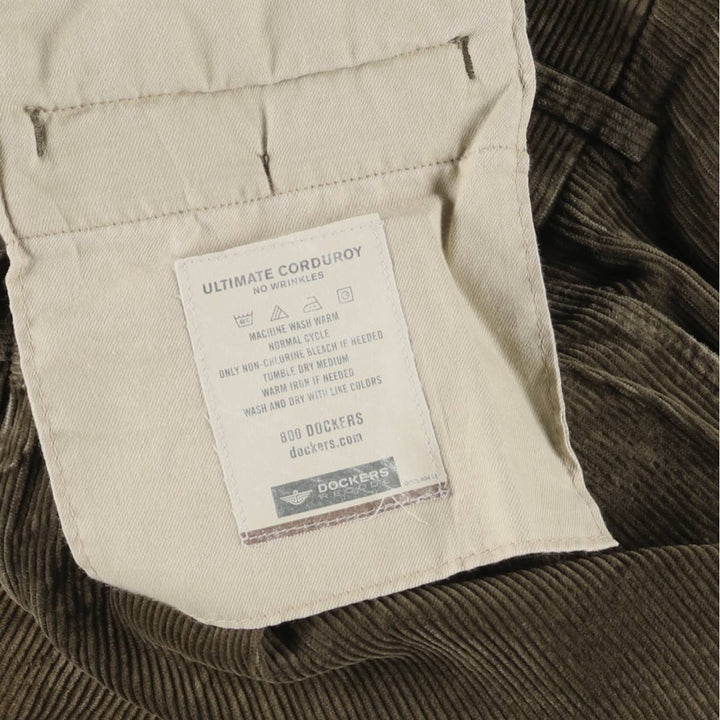 2000'S Dockers Recode Two-Pleated Corduroy Pants, Men's, Size W35 cotton Khaki type Vintage Second Hand